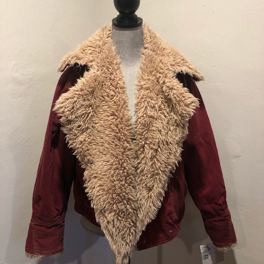Free People wine color fall jacket size sm